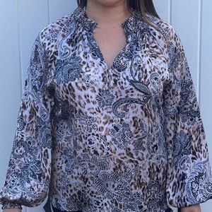 Patterned Long Sleeved Blouse (S)